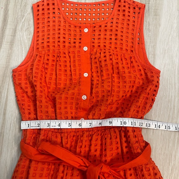 J.Crew All-over Eyelet Belted Dress in Red Embroidered Button 0 - Picture 6 of 9